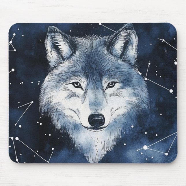 Celestial Blue Wolf Constellation  Mouse Mat (Front)