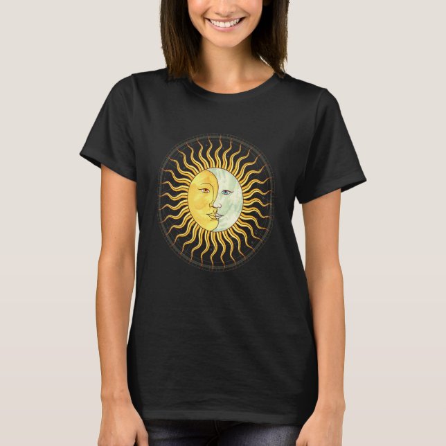 Celestial Body Sun Crescent Moon Boho Aesthetic As T-Shirt (Front)