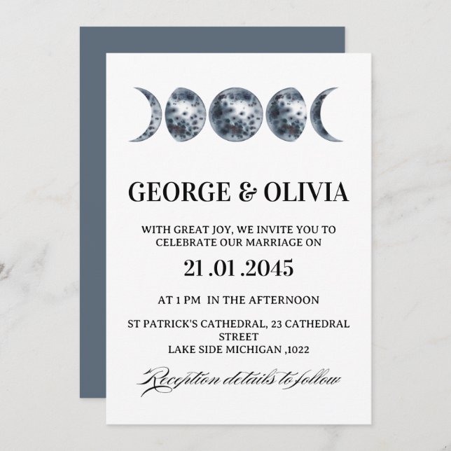 Celestial Boho Astrology Wedding  Wedding Invitation (Front/Back)