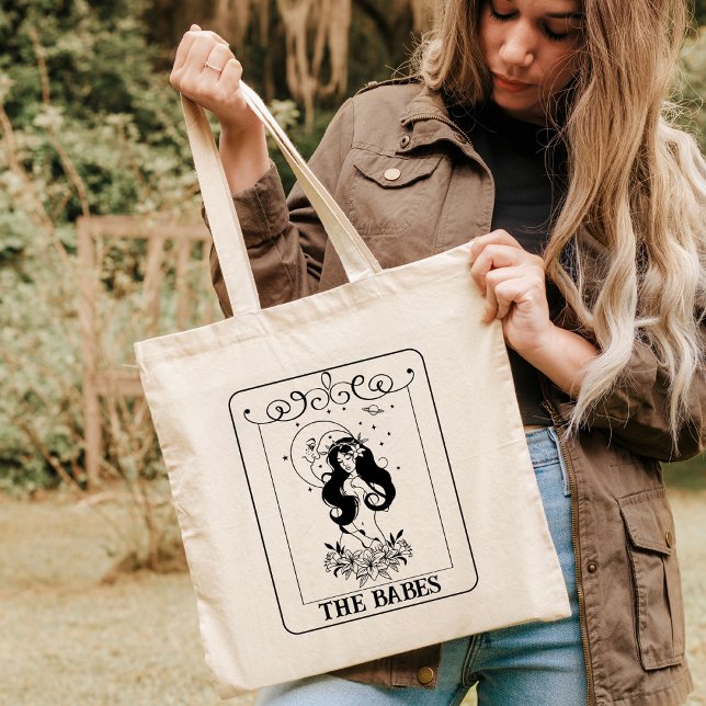 Celestial Boho Bachelorette Bride Babe Tarot Card Tote Bag (Creator Uploaded)