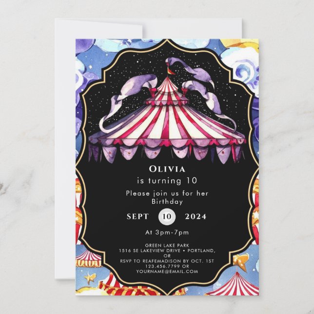 Celestial Boho Circus Birthday Invitation (Front)