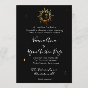 Celestial Boho Gold Foil Wedding Invitation