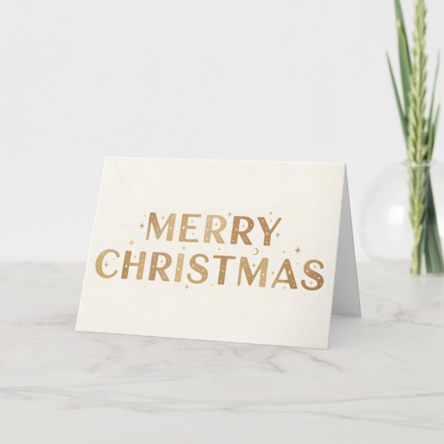 Celestial Boho Merry Christmas Holiday Card (Front)