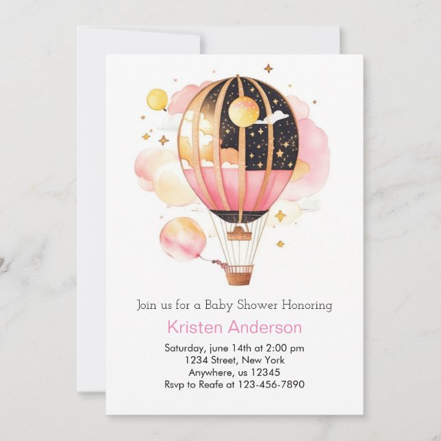 Celestial Boho Sky Adventure Girl Baby Shower Invitation (Front)