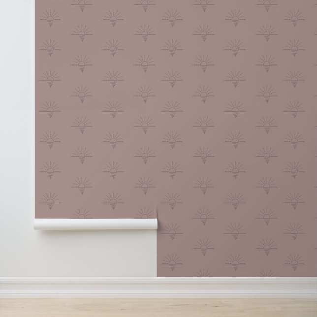 Celestial Boho Sunrise Sunset Dusty Pink Peach Wallpaper (Application)