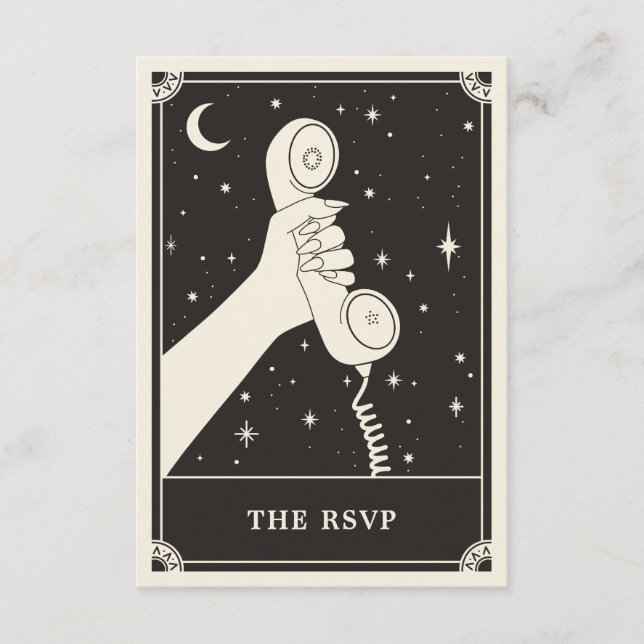 Celestial Boho Tarot phone Wedding RSVP Card (Front)