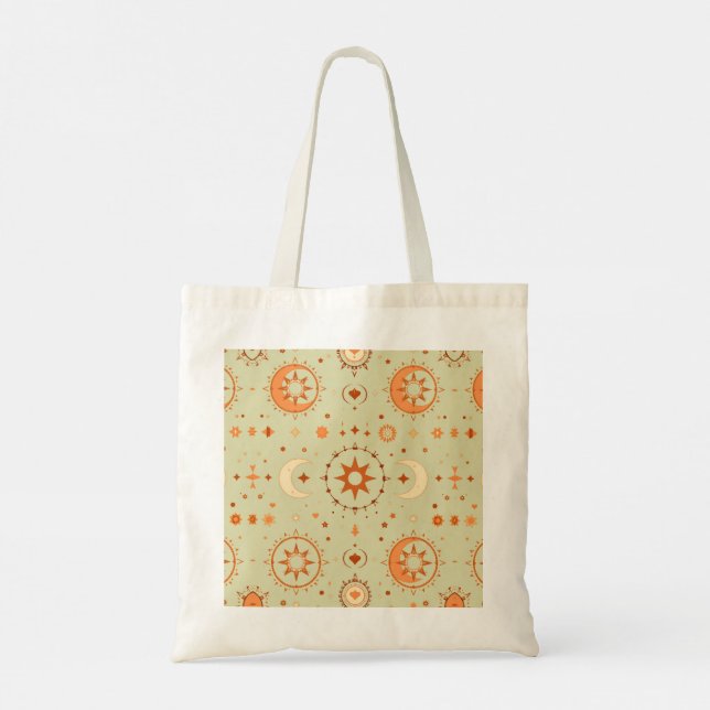Celestial Boho Tote Bag | Sun & Moon Pattern (Back)