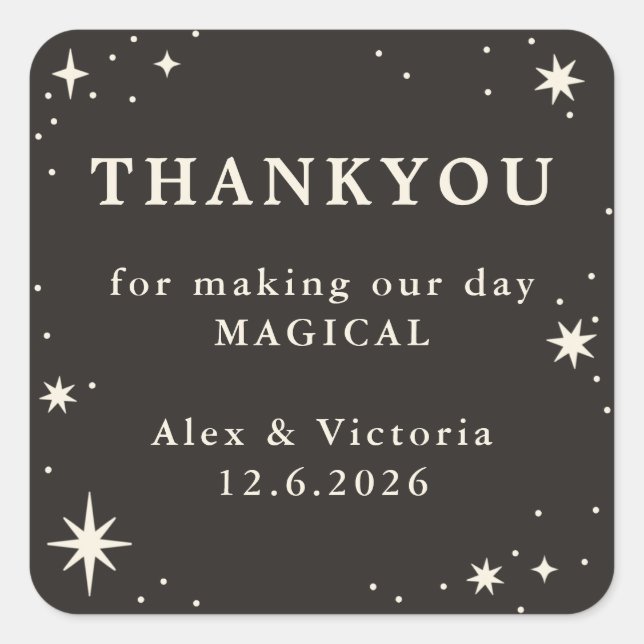 Celestial boho wedding favour thank you sticker (Front)