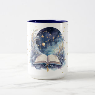 Celestial book design Two-Tone coffee mug