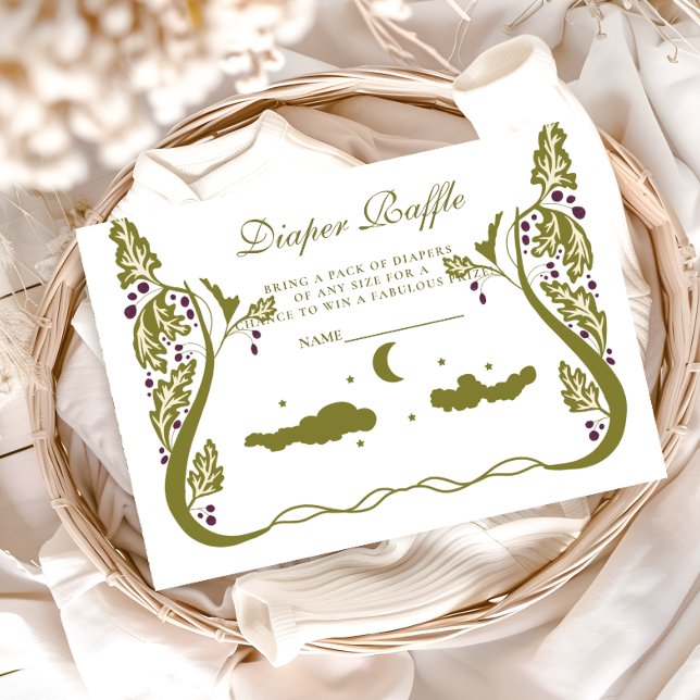 Celestial Botanical Moon Baby Showe Diapper Raffle Enclosure Card (Creator Uploaded)