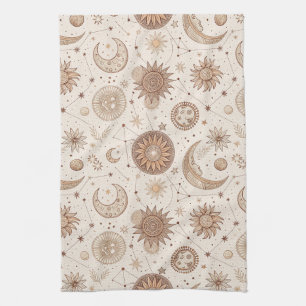 Celestial Botanical Pattern (2) Tea Towel