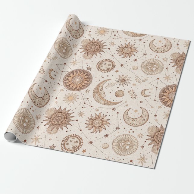 Celestial Botanical Pattern (2) Wrapping Paper (Unrolled)