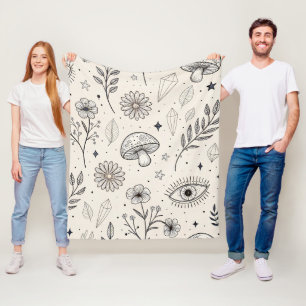 Celestial Botanical Pattern (3) Fleece Blanket