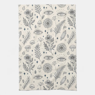 Celestial Botanical Pattern (4) Tea Towel
