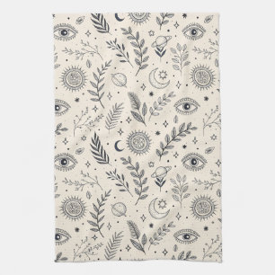 Celestial Botanical Pattern (5) Tea Towel