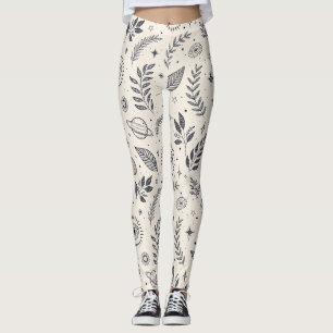 Celestial Botanical Pattern (6) Leggings