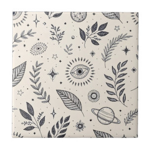 Celestial Botanical Pattern (6) Tile