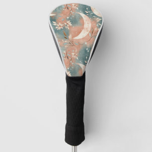 Celestial Botanical Pattern Terracotta Slate Blue Golf Head Cover