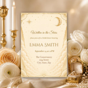 Celestial Bridal Shower Invitation   Elegant Moon