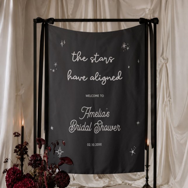 Celestial Bridal Shower Welcome Sign Fabric Tapestry (Creator Uploaded)