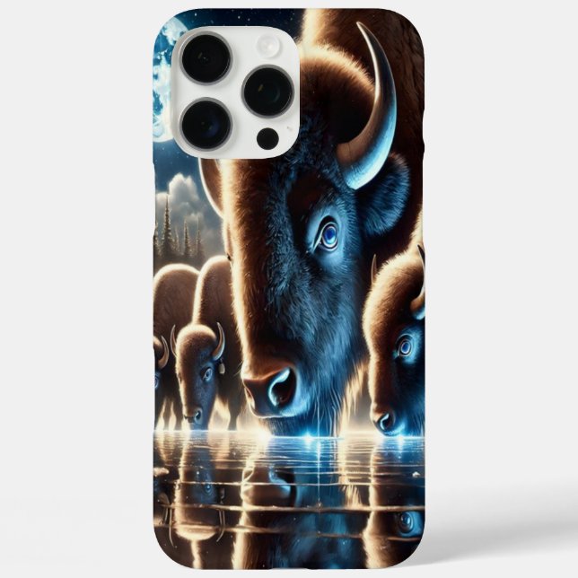 Celestial Buffaloes Drinking Beneath Starry Skies Case-Mate iPhone Case (Back)