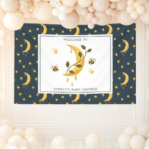 Celestial Bumblebee Moon Honey Baby Shower Banner
