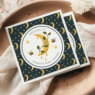 Celestial Bumblebee Moon Honey Baby Shower Napkin