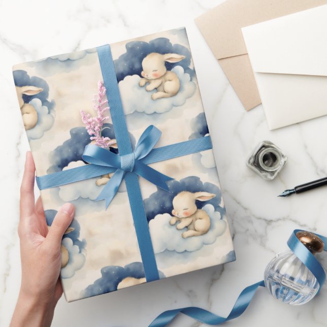 Celestial Bunny Boys Birthday Wrapping Paper (Gifting)