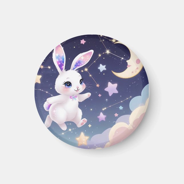 Celestial Bunny Magnet -Kawaii Rabbit Fridge Decor (Front)