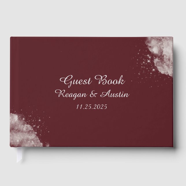 Celestial Burgundy Starlight Guest Book (Front)