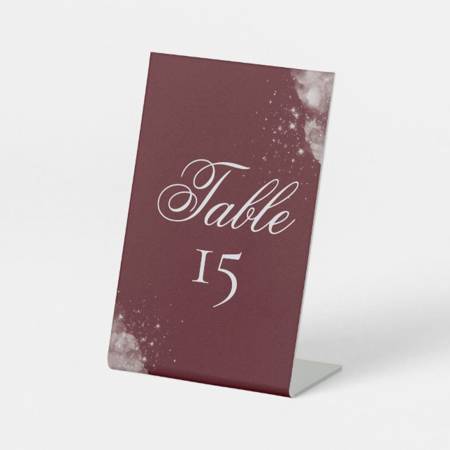 Celestial Burgundy Starlight Table  Pedestal Sign (Front)