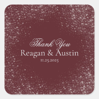 Celestial Burgundy Starlight Thank You Sticker