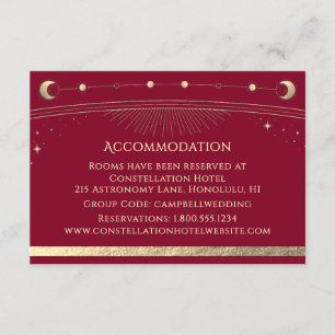 Celestial Burgundy Sun Moon Stars Accommodation Enclosure Card