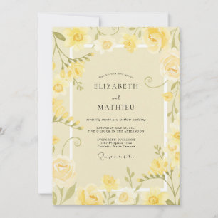 Celestial Butter Yellow Petal Wedding Invitation