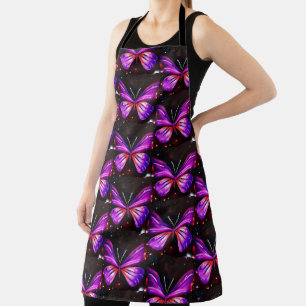 Celestial butterfly black background  apron