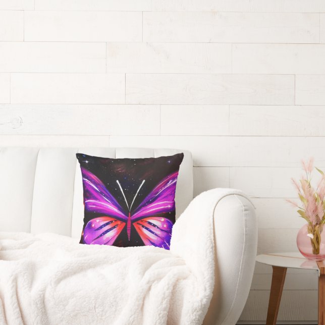 Celestial butterfly black  background  cushion (Couch)