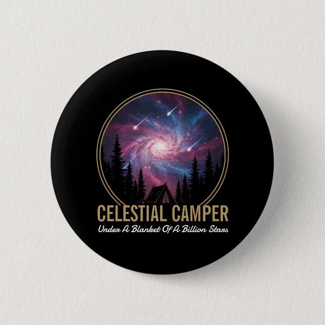 Celestial Camper Galaxy Night Scene 6 Cm Round Badge (Front)