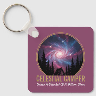 Celestial Camper Galaxy Night Scene Key Ring