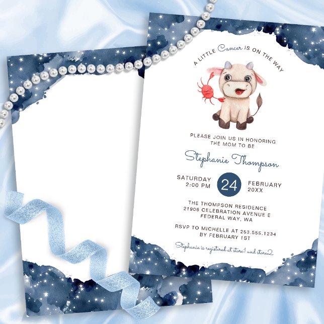 Celestial Cancer Astrology Sign Baby Shower Invitation (Celestial Cancer Astrology Sign Baby Shower Invitation)