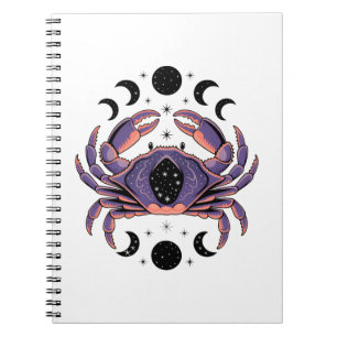 Celestial Cancer Crab with Moons Notebook
