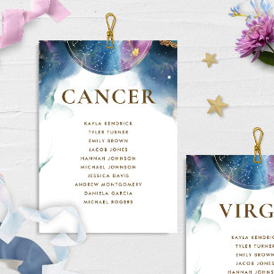 Celestial Cancer Seating Chart Card w/ Guest Name