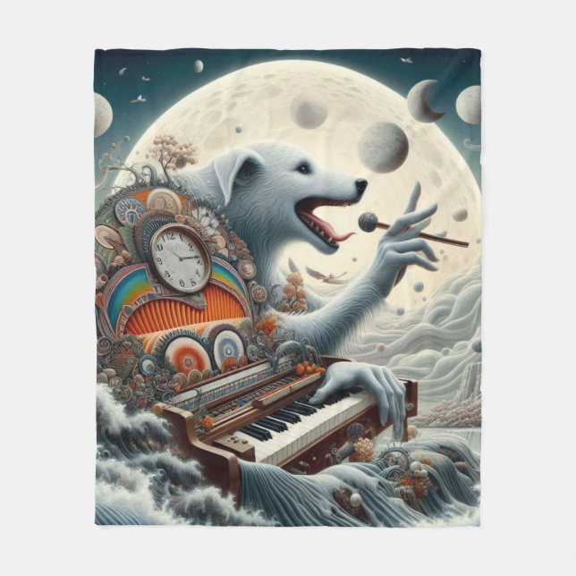 Celestial Canis Pianist Fleece Blanket (Front)