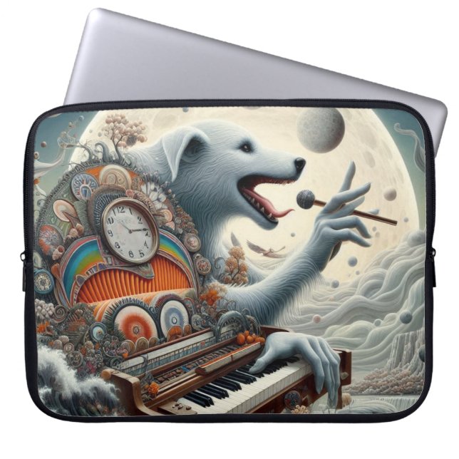 Celestial Canis Pianist Laptop Sleeve (Front)