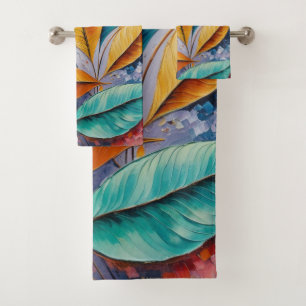 Celestial Canopy   Sun & Sky Leaf Design Bath Towel Set
