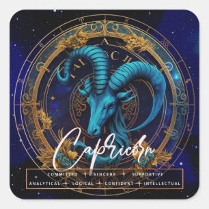 Celestial Capricorn Symbol Fantasy Ethereal Zodiac Square Sticker