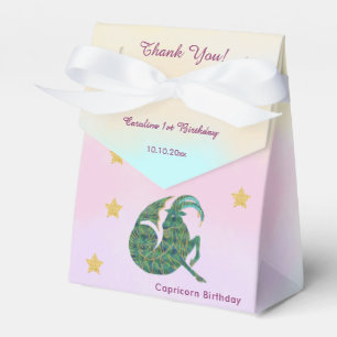 Celestial Capricorn Watercolor 1st Birthday Favour Box
