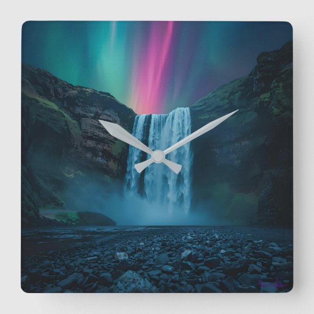 Celestial Cascade Clock – Majestic Aurora (Front)