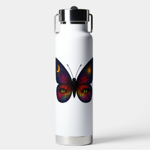 Celestial Cat-Eye Butterfly Colorful Sun Moon Boho Water Bottle