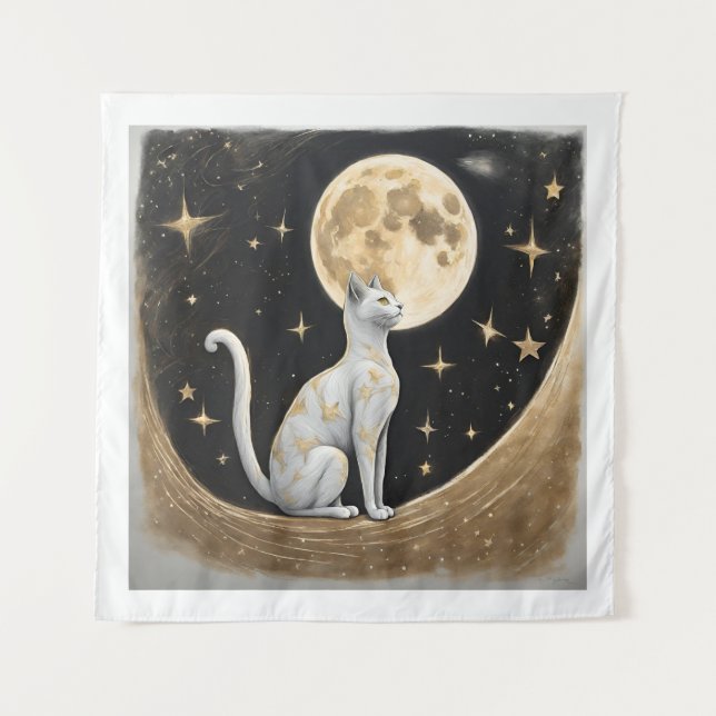 Celestial Cat Gift For Cat Lovers Tapestry (Front)