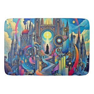 Celestial Cathedral Cityscape Bath Mat